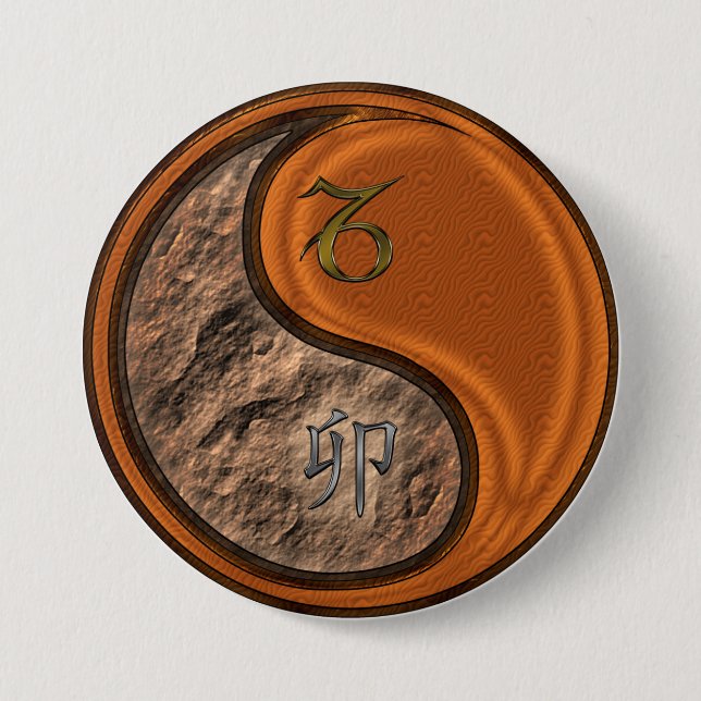 Capricorn & Wood Rabbit Button (Front)