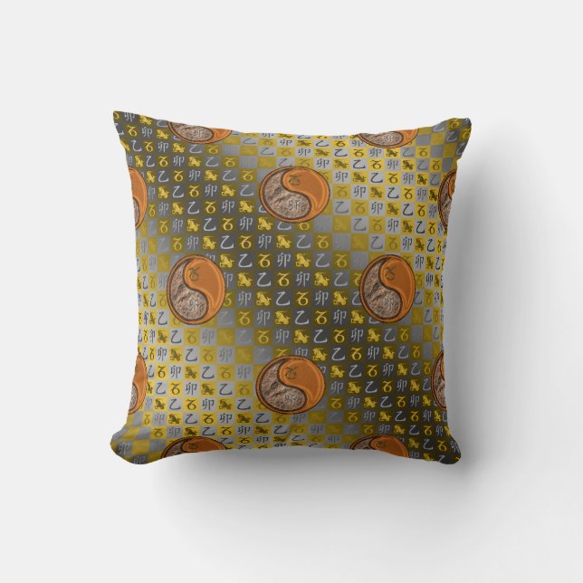 Capricorn & Wood Rabbit Throw Pillow (Front)