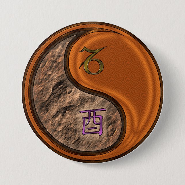 Capricorn & Wood Rooster Button (Front)