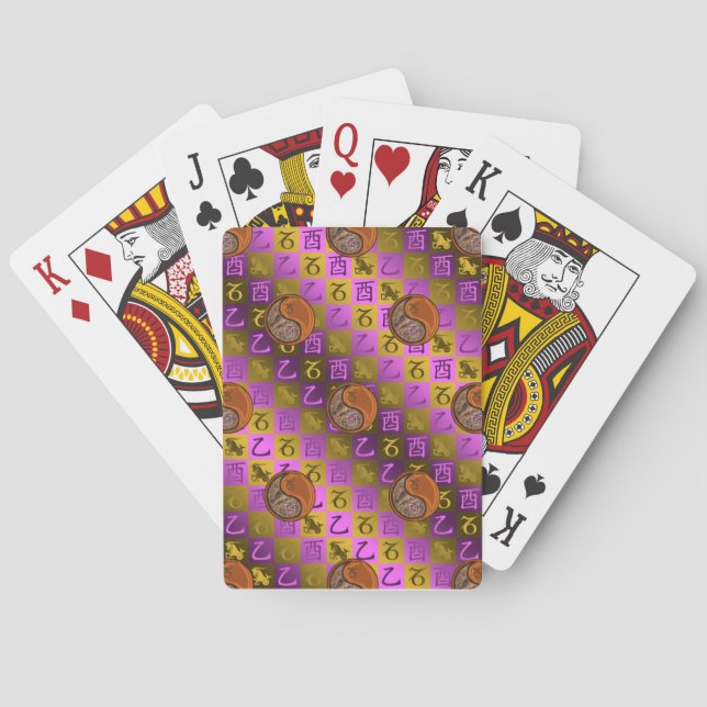 Capricorn & Wood Rooster Poker Cards (Back)