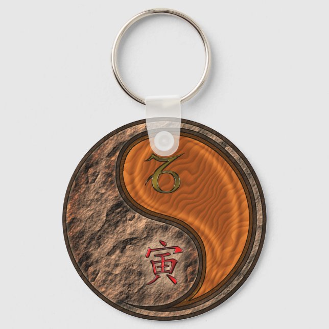 Capricorn & Wood Tiger Keychain (Front)
