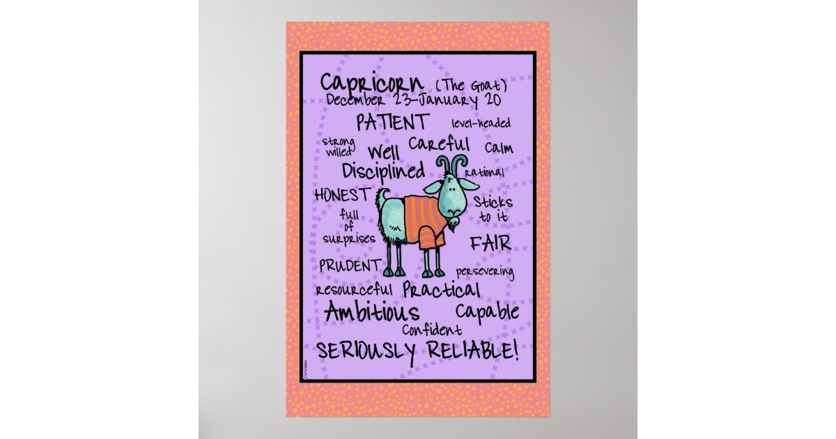 capricorn wordcloud poster | Zazzle.com
