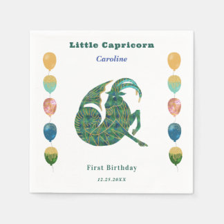 Capricorn Zodiac 1st Birthday Balloons Artistic Napkins
