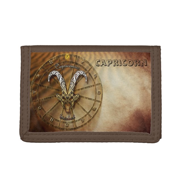 Capricorn Zodiac Astrology design Tri-fold Wallet (Front)