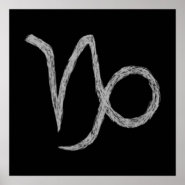 Capricorn. Zodiac Astrology Sign. Black. Poster (Front)
