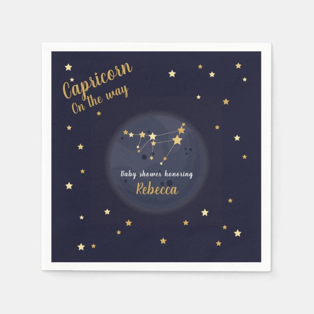 Capricorn zodiac baby shower napkins (Front)