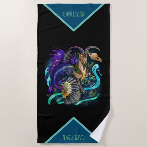 Capricorn Zodiac Beach Towel