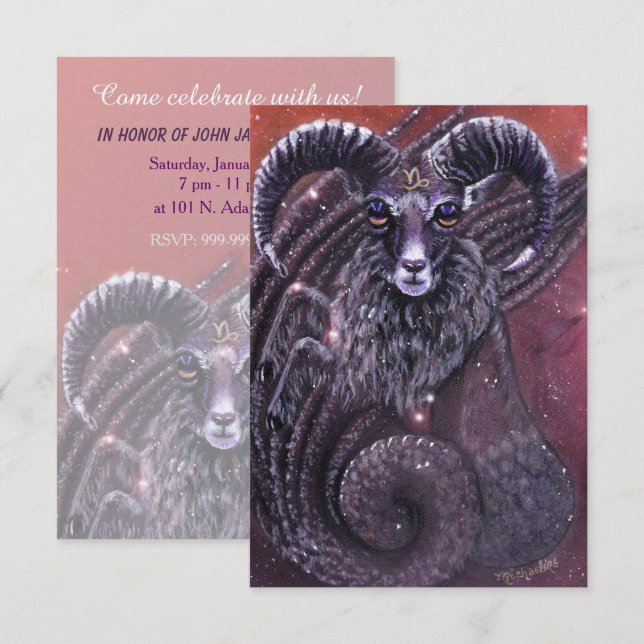 Capricorn Zodiac Birthday Invitation (Front/Back)