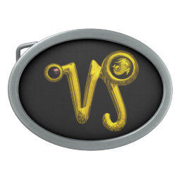 CAPRICORN ZODIAC BIRTHDAY JEWEL  Black Onyx Gold Belt Buckle