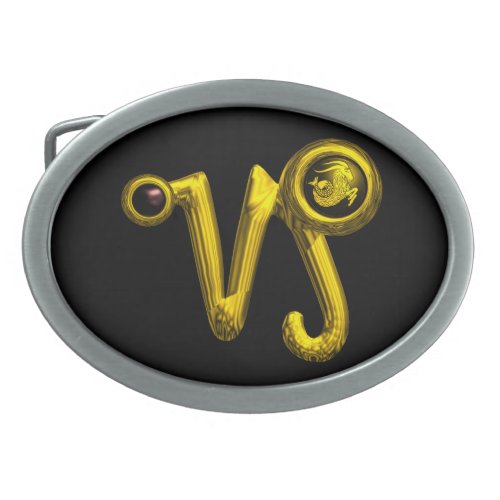 CAPRICORN ZODIAC BIRTHDAY JEWEL  Black Onyx Gold Belt Buckle