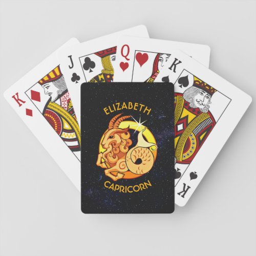 Capricorn Zodiac Birthday Sign With Your Name Poker Cards