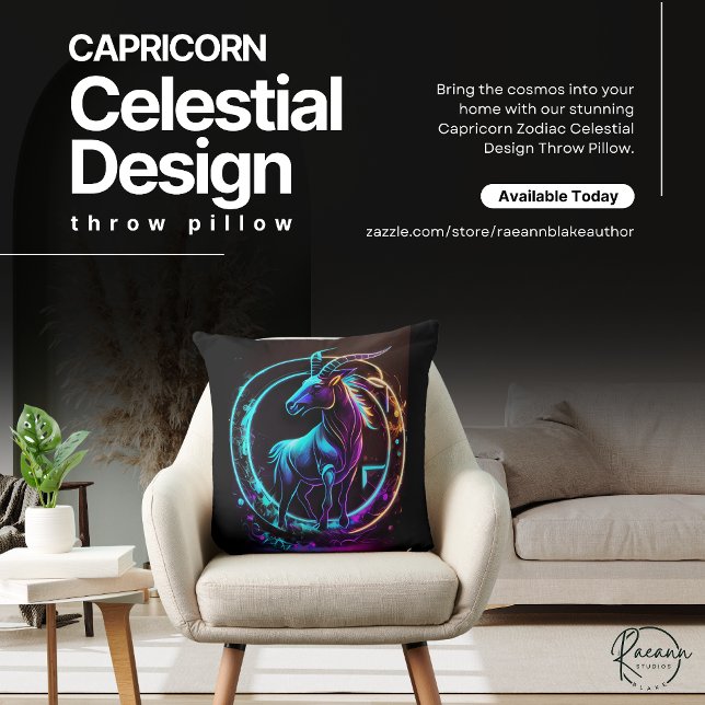 Capricorn Zodiac Celestial Design Throw Pillow (Creator Uploaded)