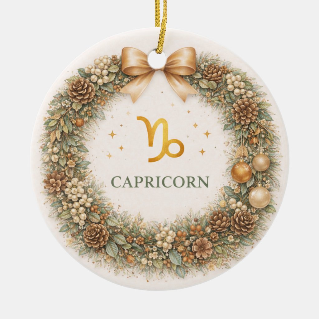 Capricorn Zodiac Christmas Ornament with Elegant Winter Style