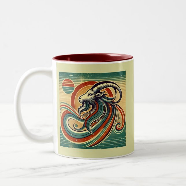 Capricorn Zodiac Coffee Mug Retro Style  (Left)