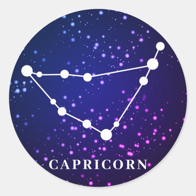 Capricorn Zodiac Constellation Design Classic Round Sticker (Front)
