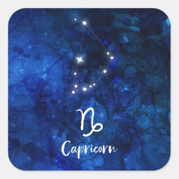 Capricorn Zodiac Constellation Galaxy Celestial Square Sticker by GraphicBrat at Zazzle