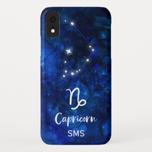 Capricorn Zodiac Constellation Galaxy Sky Monogram iPhone XR Case