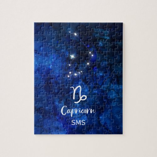 Capricorn Zodiac Constellation Galaxy Sky Monogram Jigsaw Puzzle