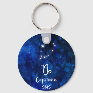 Capricorn Zodiac Constellation Galaxy Sky Monogram Keychain