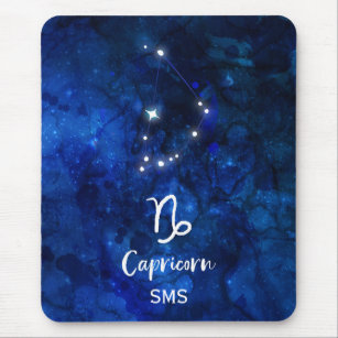 Capricorn Zodiac Constellation Galaxy Sky Monogram Mouse Pad
