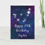 Capricorn Zodiac Constellation Happy Birthday Card<br><div class="desc">This cosmic and celestial birthday card can be personalized with a name or title such as mom, daughter, granddaughter, niece, friend etc. The design features the Capricorn zodiac constellation on a dark blue and purple watercolor galaxy background with scattered stars. The text combines handwritten script and modern serif fonts for...</div>