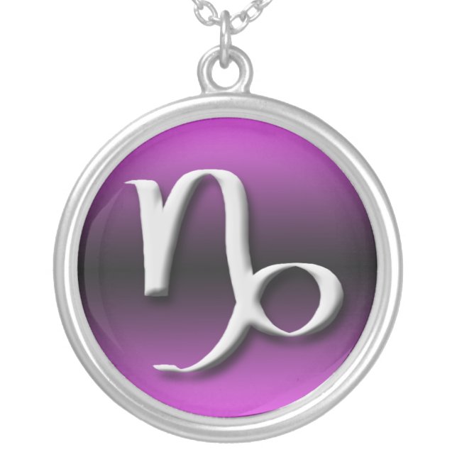 Capricorn Zodiac Dark Gradient Purple ~ Necklace (Front)