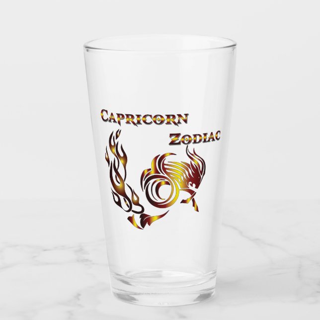 Capricorn Zodiac Drinkware Glass (Front)