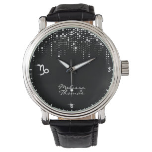 Capricorn Zodiac Dripping Glitter Rain Sequins Watch
