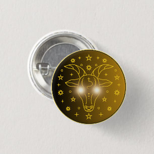 Capricorn Zodiac Emblem Minimal Celestial Symbol Button