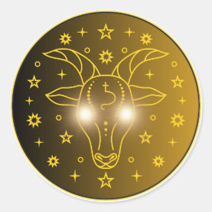Capricorn Zodiac Emblem   Minimal Celestial Symbol Classic Round Sticker