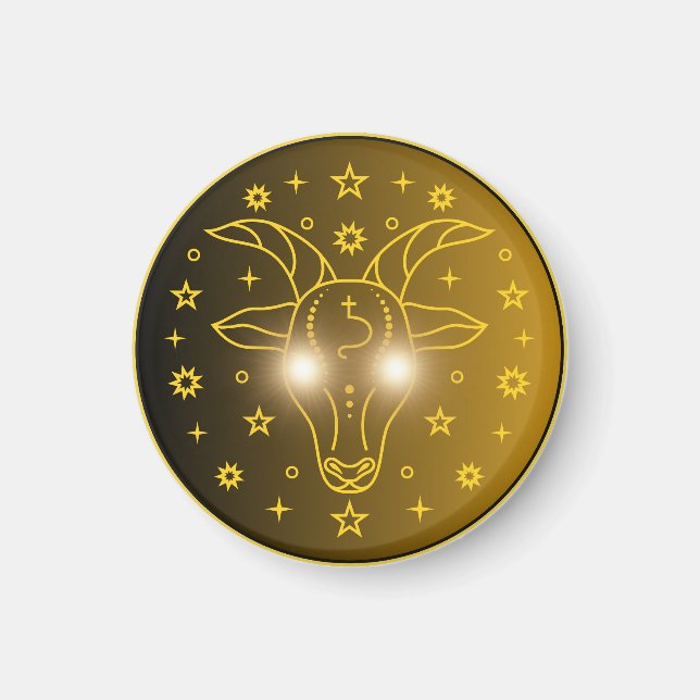 Capricorn Zodiac Emblem | Minimal Celestial Symbol Magnet (Front)