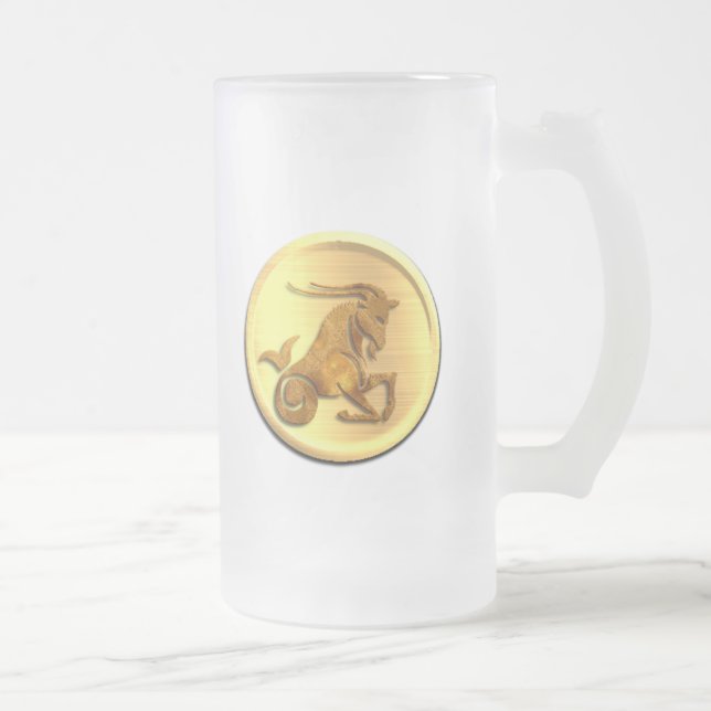 Capricorn Zodiac Frosted Beer Mug (Right)