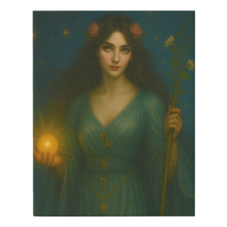 Capricorn Zodiac Goddess Art | Mystical Astrology Faux Canvas Print