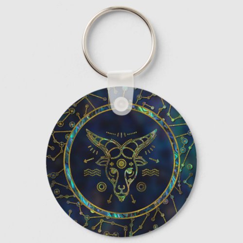 Capricorn Zodiac Gold Abalone on Constellation Keychain