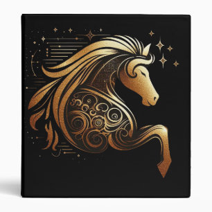 Capricorn Zodiac Gold Horse Astrology 3 Ring Binder