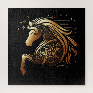 Capricorn Zodiac Gold Horse Astrology Jigsaw Puzzle