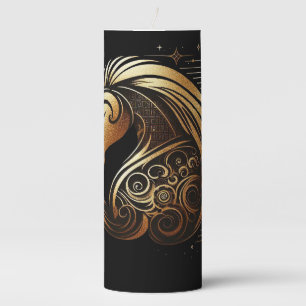 Capricorn Zodiac Gold Horse Astrology Pillar Candle