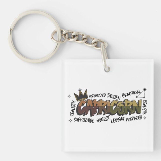 Capricorn Zodiac Graffiti  Keychain (Front)