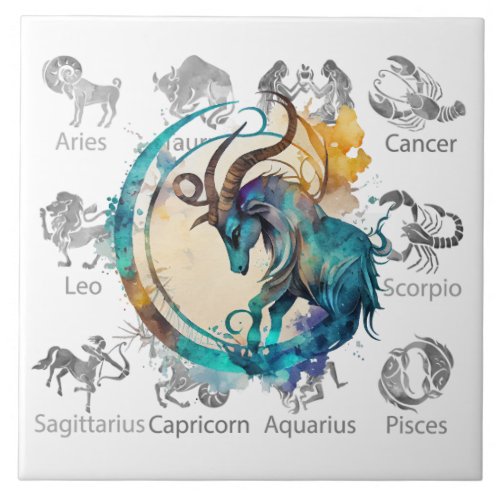 Capricorn Zodiac Horoscope Astrology Ceramic Tile
