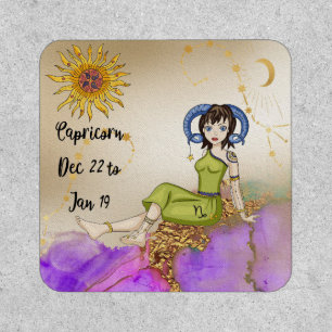 Capricorn Zodiac Patch with Woman Sun & Moon