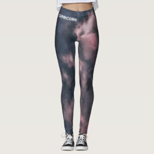 Capricorn Zodiac Pink Clouds Leggings