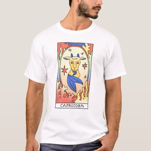 Capricorn Zodiac Sign Abstract Art Vintage T_Shirt