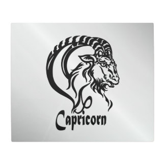 Capricorn Zodiac Sign and Symbol Metal Art