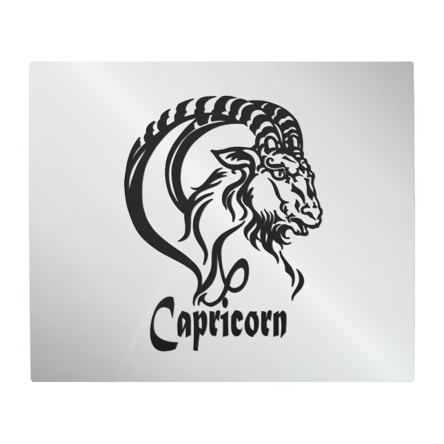 Capricorn Zodiac Sign and Symbol Metal Art (Front)