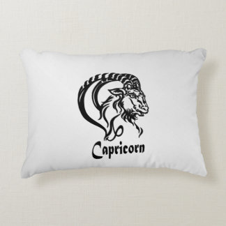 Capricorn Zodiac Sign and Symbol Silver Accent Pillow