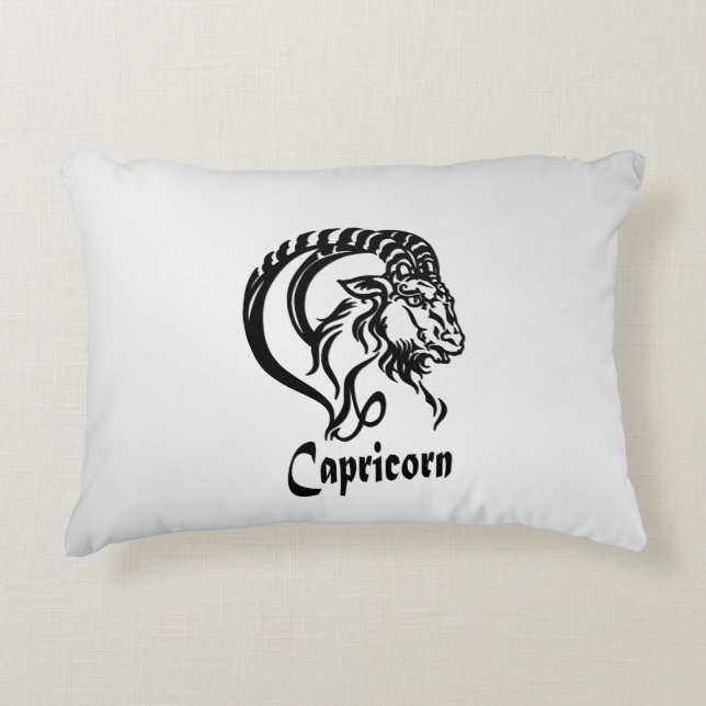 Capricorn Zodiac Sign and Symbol Silver Accent Pillow (Front)
