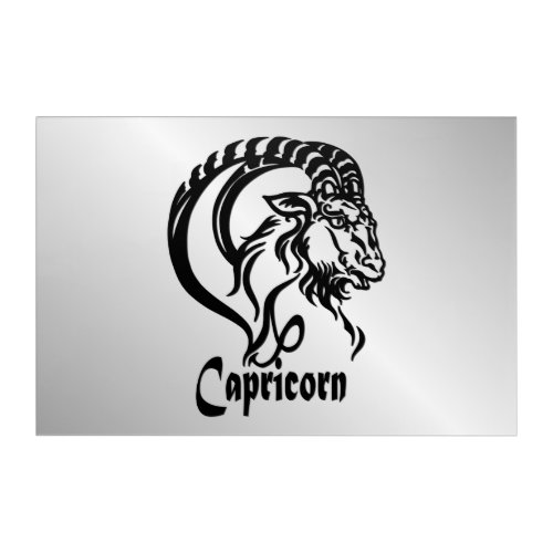 Capricorn Zodiac Sign and Symbol Silver Acrylic Print