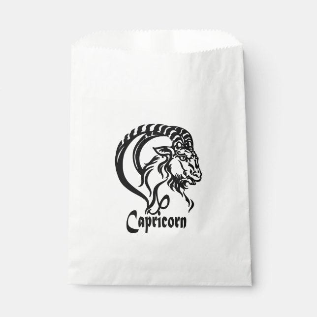 Capricorn Zodiac Sign and Symbol Silver Favor Bag (Front)
