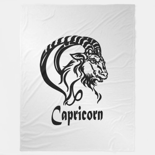 Capricorn Zodiac Sign and Symbol Silver Fleece Blanket