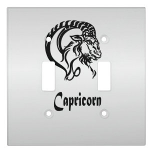 Capricorn Zodiac Sign and Symbol Silver Light Switch Cover